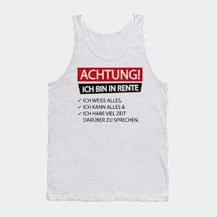 Achtung ich bin in rente (black) Tank Top